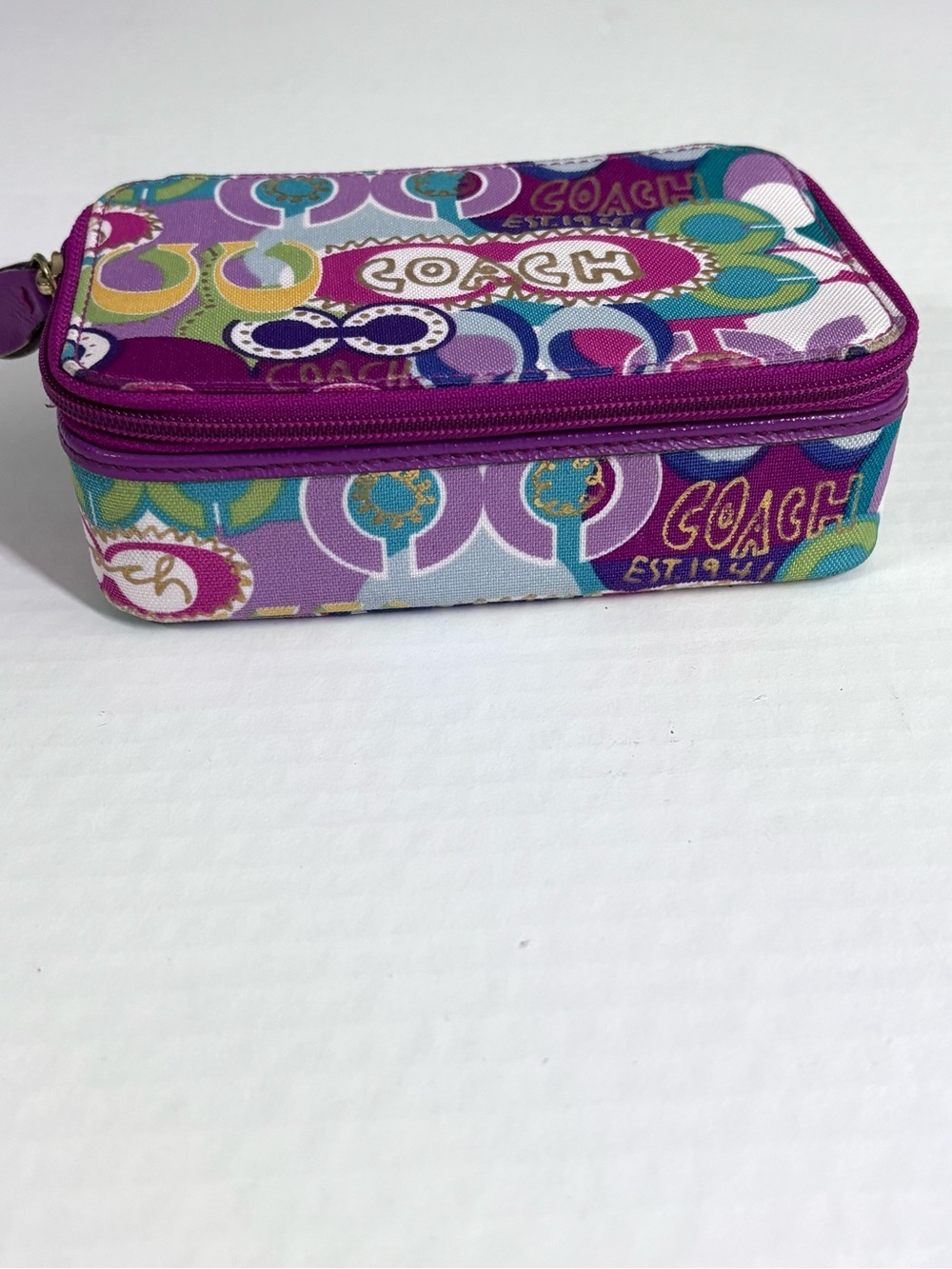 Vintage Coach Y2K Poppy Canvas Jewelry Case Purple RARE Travel Case - Picture 11 of 12